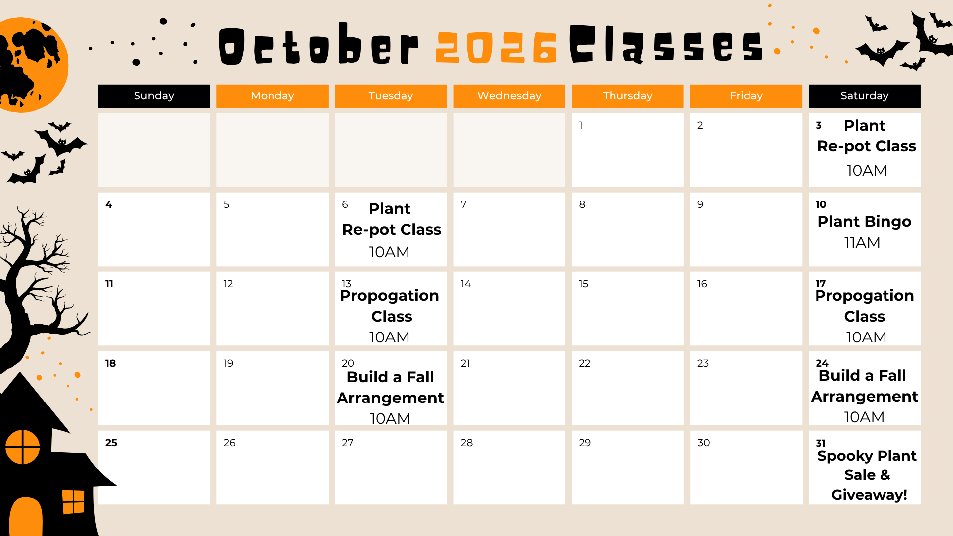 october calendar